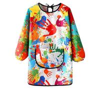 iCovalescent Kids Art Aprons, Kids Art Aprons for Painting, Waterproof Graffiti Painting Aprons Long Sleeves with Pockets, for Cooking, Painting, Craft, School(L)
