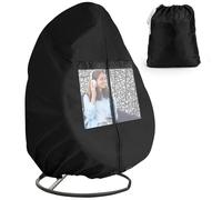 iCOVER Patio Egg Chair Cover Patented Outdoor Wicker Egg Chairs Covers with Transparent Window Waterproof Lightweight Egg Swing Seats Protector with