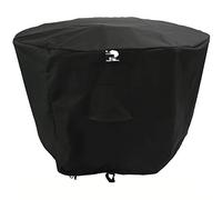 iCover Round Black Garden Table Cover - Waterproof, Breathable Vents, Thick Oxford 600D Material. 2x Buckled Straps Outdoor Furniture cover (255cm x 100cm)