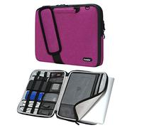 iCozzier 11-11.6 Inch Handle Laptop Briefcase Shoulder Bag Electronic Accessories Organizer Messenger Carrying Case Laptop Sleeve Protective Bag with Shoulder&Luggage Strap - Rose