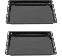 ICQN Baking Tray 45.5 x 36 x 3 cm Set of 2 Enamelled Grease Pan for Oven and Cooker, Suitable for Bosch, Siemens, Constructa