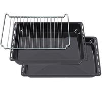 ICQN Grease Pan 445 x 375 mm 25 and 50 mm Set with Grid, Set of 2 Enamelled Baking Trays, Suitable for Whirlpool, Ignis, Bauknecht, Indesit, Algor, Neckermann, Lloyds, 44.5 x 37.5 cm