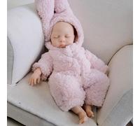 iCradle 12inch /33cm Full Solid Silicone Reborn Baby Dolls no Hair Silicone Newborn Doll Pink one-piece fur clothing for Ages 3+