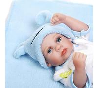 iCradle Reborn Baby Dolls 10" Mini Reborn Doll Lovely and Cute Reborn Baby Doll Soft Vinyl Silicone Full Body Girl And Boy New Born Baby Dolls Xmas Gift (blue)