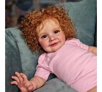iCradle Reborn Dolls 24 Inch 61cm Reborn Baby Dolls Girls Wine Red Hair Lifelike Silicone Newborn Doll Real Life Reborn Toddler Girl Realistic Handmade Toy Gift Set for Kids Birthday Xmas