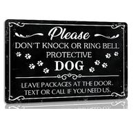ICRAEZY Please Don't Knock Or Ring Bell Protective Dog Leave Packages at The Door Metal Tin Sign Wall Decor for Front Door Baby Sleeping Retro Tin Sign for Home Porch Farmhouse Decor Gifts 8x12 Inch