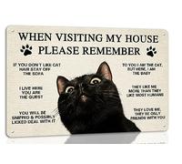 ICRAEZY When Visiting My House Please Remember Metal Tin Sign Funny Cat Vintage Sign Rules Wall Art Print Poster Home Bedroom Living Room Cat Lover Girls Room Wall Decoration 8x12 Inch