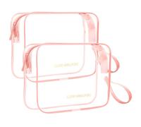 Icramsy Clear Makeup Bag,2 Pack TSA Approved Toiletry Bag Travel Toiletry Bag Hanging Makeup Cosmetic bag for Women Men, Pink, Modern