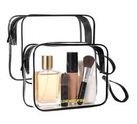 Icramsy Clear Makeup Bag,2 Pack TSA Approved Toiletry Bag Travel Toiletry Bag Hanging Makeup Cosmetic bag for Women Men, Black, Modern