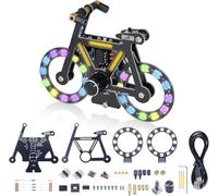 ICrduioo DIY Soldering Kit, Bicycle Style RGB LED Light Soldering Practice Kit with 5 LED Flashing Modes, DIY Electronic Kits for School Education Handmade Birthday Present