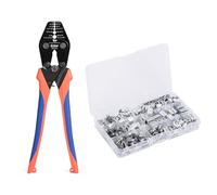 iCrimp CWR1328 Wire Rope Crimping Tool Set with Cutter, 375pcs Aluminum Sleeves for 0.3-3.5mm Wire Rope Oval Sleeves and Wire End Ferrules