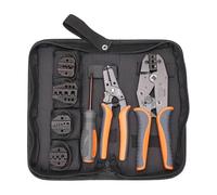 iCrimp Ratchet Wire Crimping Tool Set w/ 5 Interchangeable Jaws for Insulated and Non-Insulated Terminals AWG20-2, Wire Stripper included