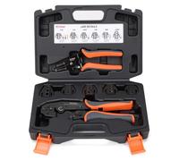 iCrimp Ratcheting Crimping Tool Set 8 PCS - Quick Exchange Jaw for Heat Shrink, Open Barrel, Insulated and Non-Insulated Ferrules AWG 20-2