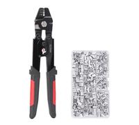 iCrimp Wire Rope Crimping Tool Kit, Swager Crimper with 600pcs Aluminum Crimp Loop Sleeves, Compatible with 1.2/1.5/2 mm Wire Rope for Fishing and Cable Applications