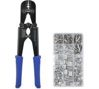 iCrimp Wire Rope Crimping Tool Kit with 330 Loop Sleeves and 45 Stainless Steel Thimbles, Built-in Cable Cutter, Heavy Duty Swager for Fishing, Cable Railing, Decking, and Outdoor Use