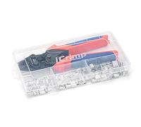 iCrimp Wire Rope Tool Set with Crimping and Cutting Functions, Includes 150 Aluminum Oval Sleeves and Stop Loops for Cable Railing, Hand Swaging, Compatible with 0.1-2.2mm Wire Rope