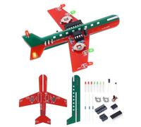Icstation Learning Soldering DIY Airplane Kit for Beginners, 3 Color LED Flashing Lights Airplane Soldering Project Kit for High School Student Back to School Soldering Practice STEM Education