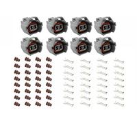 ICT Billet Injector Wire Connector Component Kit with Terminals and Seals Compatible with LS Nippon Denso - FAST Bosch 210 8-Pack WCINJ41X8
