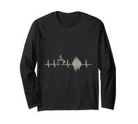 ICU Nurse EKG Heartbeat Coffee Shift Line Art Long Sleeve T-Shirt