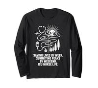 ICU Nurse Life Saving Lives Summiting Peaks Hiking Nurse Long Sleeve T-Shirt