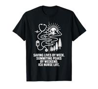 ICU Nurse Life Saving Lives Summiting Peaks Hiking Nurse T-Shirt