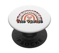 ICU Nurse Rainbow Leopard Print Heart Design PopSockets Adhesive PopGrip