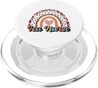 ICU Nurse Rainbow Leopard Print Heart Design PopSockets PopGrip for MagSafe