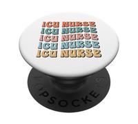 ICU Nurse Retro Wavy Text Critical Care RN PopSockets Adhesive PopGrip