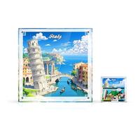 icuanuty Acrylic Display Case Compatible with Lego 40654 Creator Italy Postcard Display, Dust-Proof Wall Display Case for Storage and Presentation, 18 x 18 x 6.5 cm (Display Case Only, without Set)