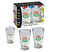 ICUP Central Perk Pint Glasses 16 oz Set of 2 | Friends Merchandise Beer Glass Set | Friends tv show Gifts for friends | Beer Glasses Drinking Glassware Sets for Juice, Water, Cocktails (18871)
