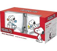 ICUP Peanuts Snoopy Gulp/Sip 2 pc 16 oz Glass Mug Set, Medium