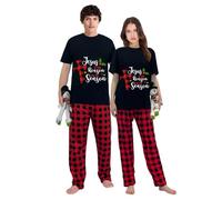 icusromiz Jesus Is Reason For The Season Christmas Family Matching Pyjama Set Black Short Pajamas Set(L,Men)