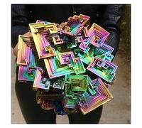 ICXLPMC Bismuth Crystals Bismuth Bi Metal Crystal Rainbow Bright Metal Original Nature Art Artwork Decorative Article Decoration Gift Home Collections(Size:260-300)