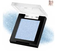 Icy Blue Shimmer Glitter Eyeshadow - Cool Tone Reflective Single Pan Wet Look Shine Light Catching Finish for Evening Eye Makeup Accent Highlight Compact Case Design Travel Friendly