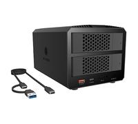 ICY BOX (2-Bay) RAID Enclosure for 2.5/3.5 inch SATA HDD SSD, USB 3.2 Gen 2 Type-C, 10 Gbps, RAID 0/1/SINGLE/LARGE, SD microSD Reader, Cooling Fan, Aluminium, Black, IB-RD3721HR-CU31