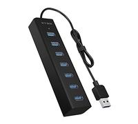 ICY BOX 7-Port USB 3.0 (Type-A) Hub with Power Supply, Charging Function, Aluminium, Black
