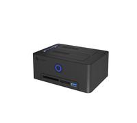 ICY BOX Cloning Station for 2.5"/3.5" SATA HDD/SSD, USB 3.0 (5 Gbps), Offline Cloning, Card Reader (CF/SD), USB Hub, Tool-Free, External, Plug & Play, Docking Station, Clone Function, Black, IB