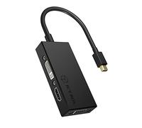 Icy Box IB-AC1031 3-in-1 adapter display port plug for HDMI (4K Ultra HD), DVI-D or VGA (Full HD), black black Black
