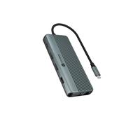 ICY BOX IB-DK4062-CPD 12-in-1 DockingStation with Triple Video Output (2 x HDMI, 1 x VGA, USB-C PD 100 W, Gigabit LAN, Audio, SD/microSD Card Reader, 2 x USB-A 3.2, 2 x USB-A 2.0, Aluminium, 5 Gbps)