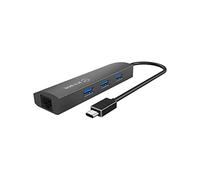 ICY BOX IB-HUB1406-C USB 3.0 Type-C Hub with 3x USB 3.0 (Type-A) and 1x Gigabit-LAN Network Port, Aluminium, Integrated Cable, Grey