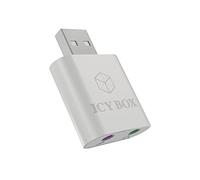 ICY BOX USB Audio Adapter - USB A/2 x 3.5mm Silver - Aluminium Housing - C-Media HS-100B Chipset