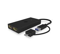 ICY BOX USB to Dual HDMI Splitter (2K 60Hz / 4K 30Hz), USB-A & USB-C to 2X HDMI, Supports Windows, MacOS & ChromeOS, IB-SPL1029AC