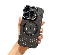 Icy Cooling Phone Case with Lens Stand for iPhone 17 Pro Max/iPhone16/15/14, Magnetic Magsafe Shockproof Protective Cover Black