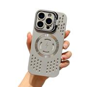 Icy Cooling Phone Case with Lens Stand for iPhone 17 Pro Max/iPhone16/15/14, Magnetic Magsafe Shockproof Protective Cover gray