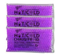 Icy Cools Reusable Hot and Cold Hard Bead Gel, Pack of 3, Multi-Color, for Lunch Box, Coolers, Non Toxic, BPA Free (Purple)