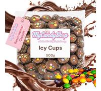 Icy Cups Chocolate 500g - Bite-sized Milk Chocolate Icy Cups Shells with Soft Fondant Filling, Smooth Melt-in-Middle Centre - Retro Sweets
