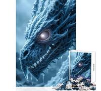 Icy Dragon Close-Up Jigsaw Puzzles 1000 Pieces for Adults Peaceful Calm Stress Relief Mindful Peaceful Leisure Game (38X52cm)
