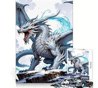 Icy Dragon in Snowy Mountains 1000 Piece Jigsaw Puzzles for Adults Jigsaw Creative Fun Clean Cut Fun Challenge Evening Game (38x52cm)