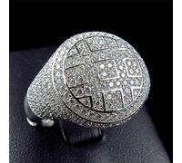 Icy Hip Hop Silver Cluster Iced Out Simulated Diamond Band Micropave Bling Ring - Men's Size 8