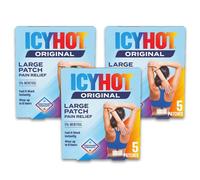 Icy Hot Original Pain Relief Patch, Large Size Comfortable Fabric Patches with Menthol 5%, Ice and Heat Contrast Therapy for Backaches, Joints, Muscle Strains and Arthritis, 5 ct., 3 Pack
